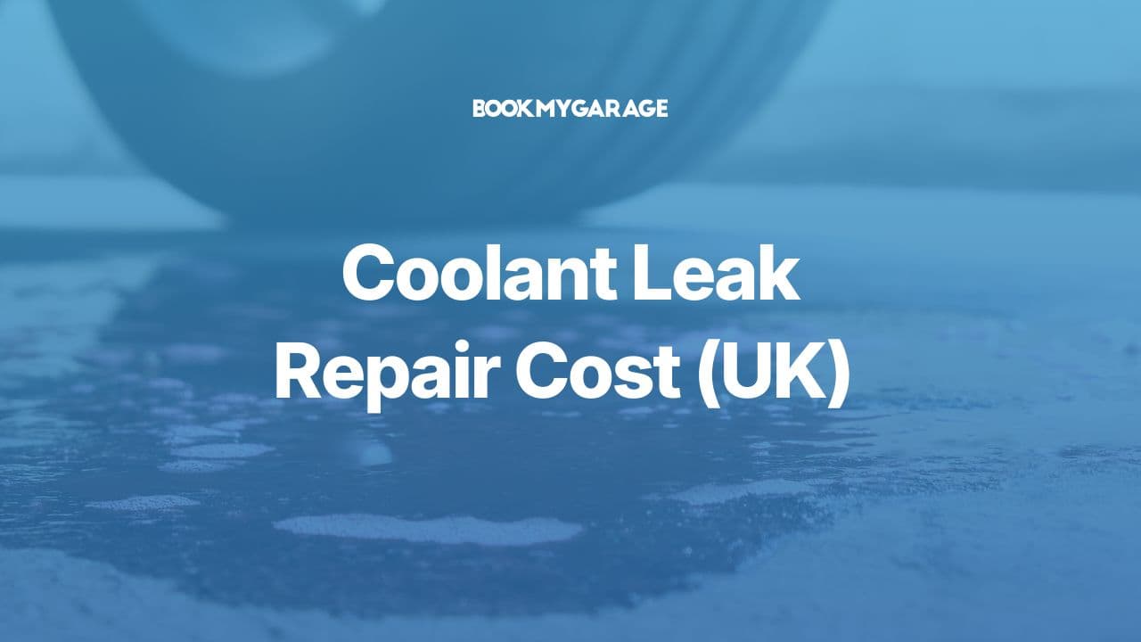 coolant puddle underneath car with article title on top