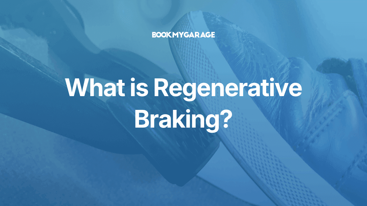Close up of person pushing brake pedal with their foot with article title overlayed