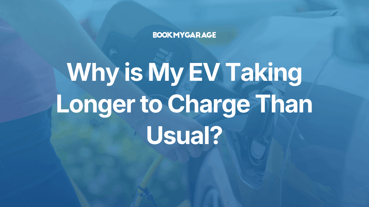 Close up of person charging electric car using standard charging point with article title overlayed