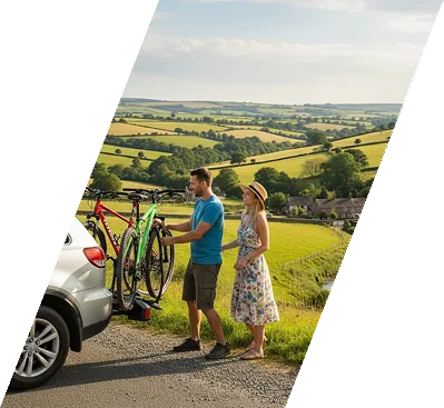 Couple with bikes in the countryside